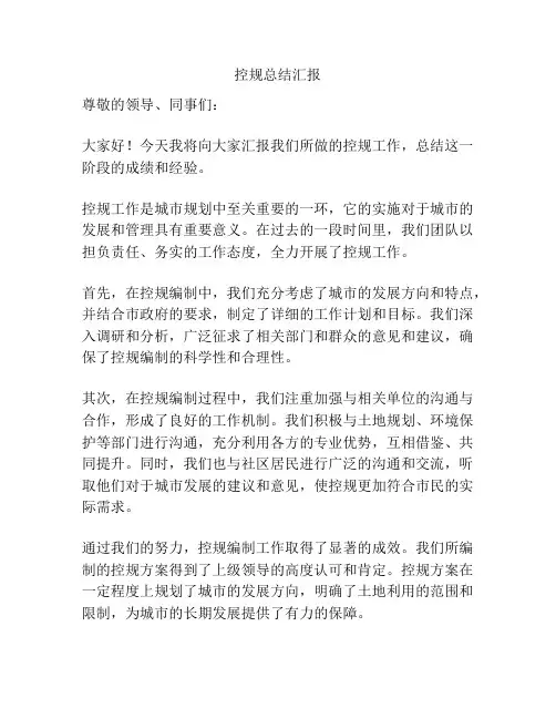 控规总结汇报