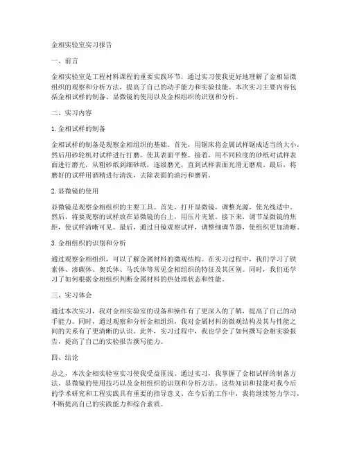 金相实验室实习报告