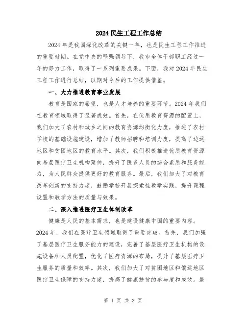 2024民生工程工作总结