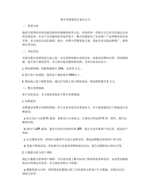 整合营销策划方案怎么写