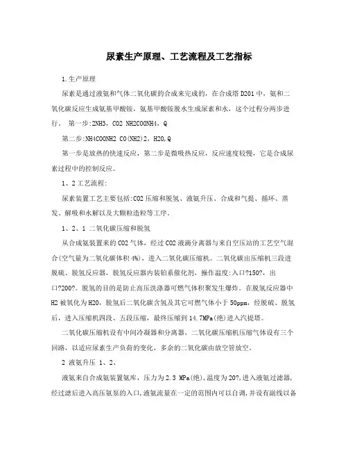 尿素生产原理、工艺流程及工艺指标
