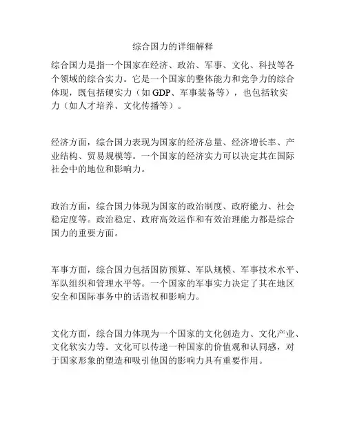 综合国力的详细解释