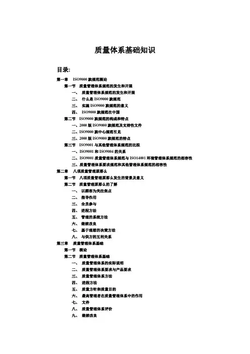 质量体系基础知识