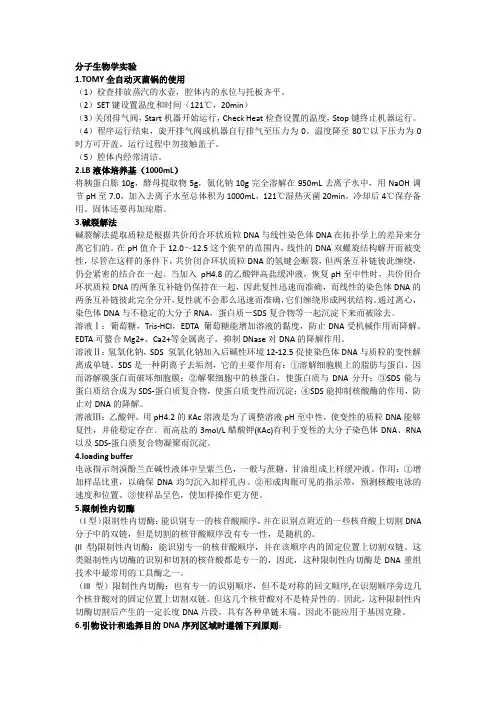 分子生物学实验总结