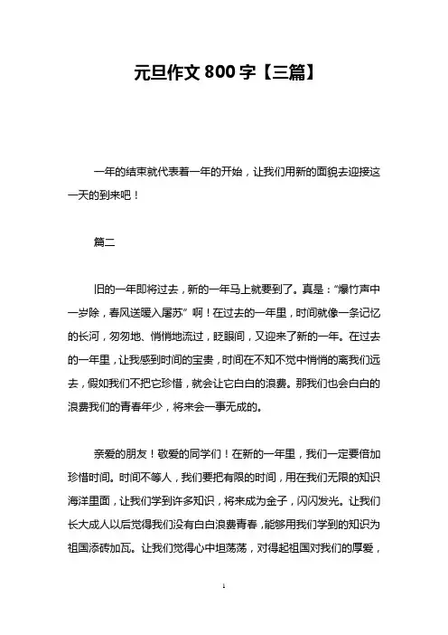 元旦作文800字【三篇】