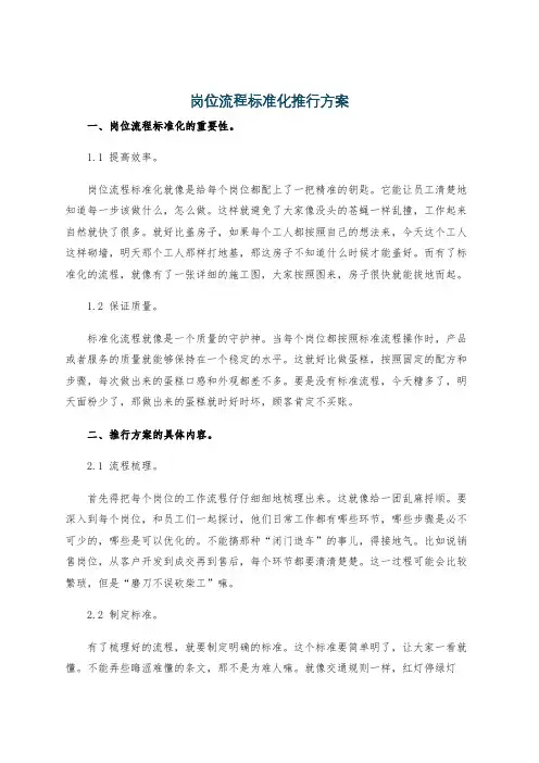 岗位流程标准化推行方案
