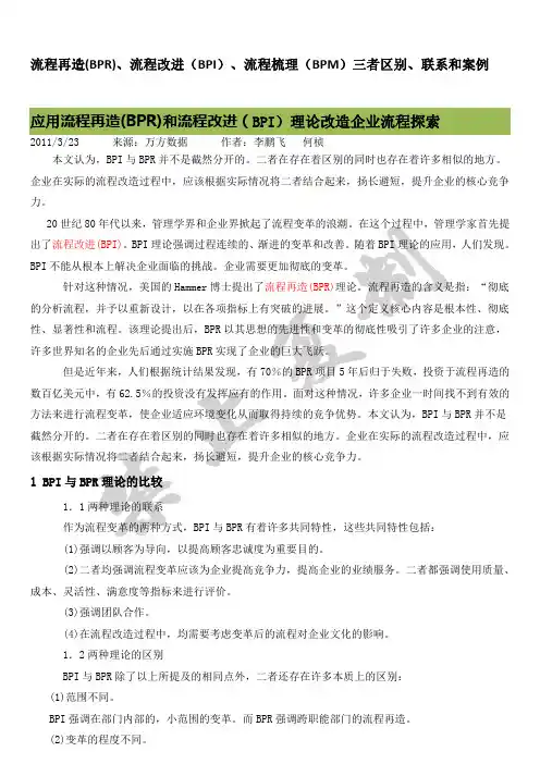 规程再造(BPR)、规程改进(BPI)、规程梳理(BPM)三者区别、联系和案例