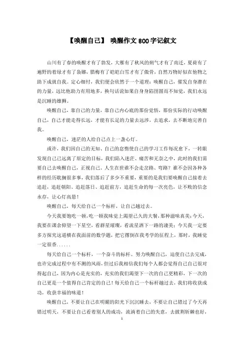 【唤醒自己】-唤醒作文800字记叙文