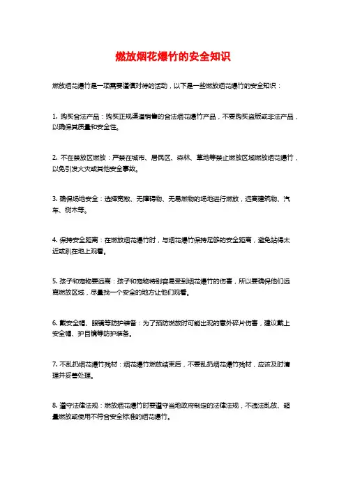 燃放烟花爆竹的安全知识