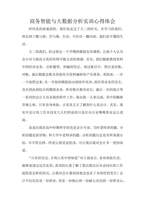 商务智能与大数据分析实训心得体会