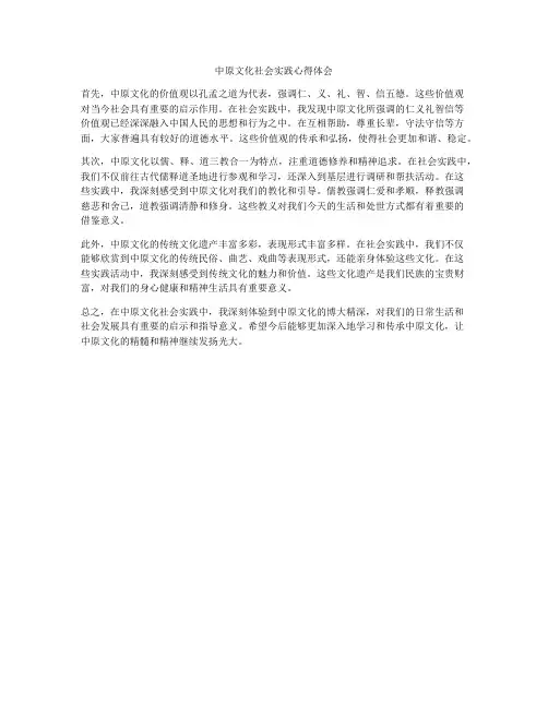 中原文化社会实践心得体会