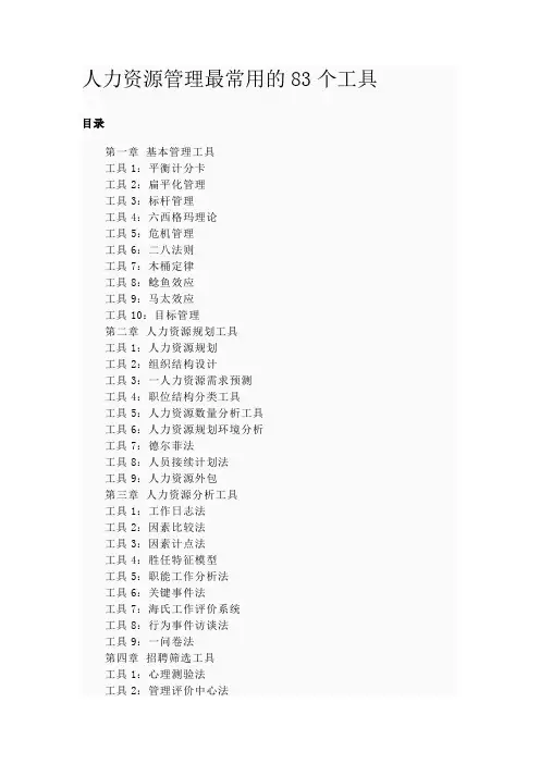 人力资源管理88个工具