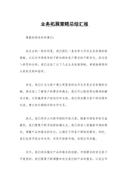 业务拓展策略总结汇报