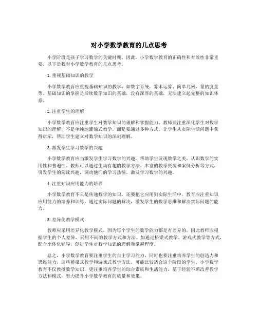 对小学数学教育的几点思考