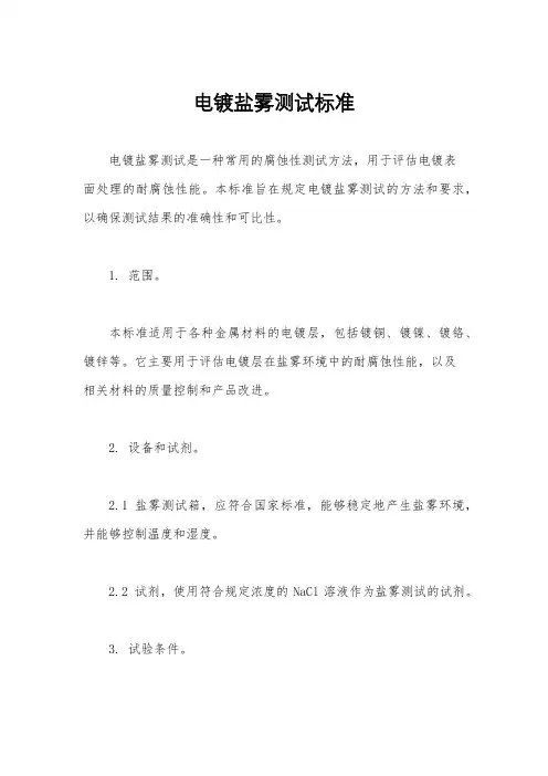 电镀盐雾测试标准