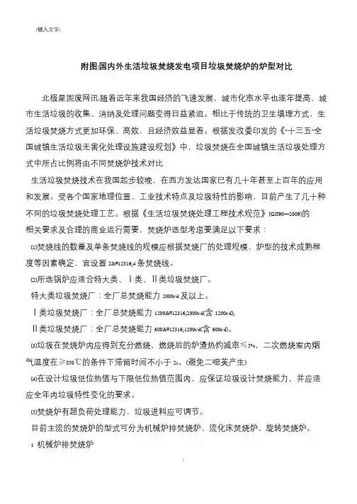 【推荐下载】附图-国内外生活垃圾焚烧发电项目垃圾焚烧炉的炉型对比