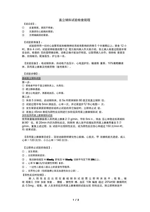 直立倾斜试验检查规程