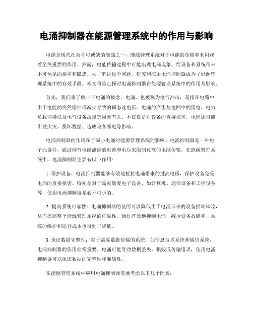 电涌抑制器在能源管理系统中的作用与影响