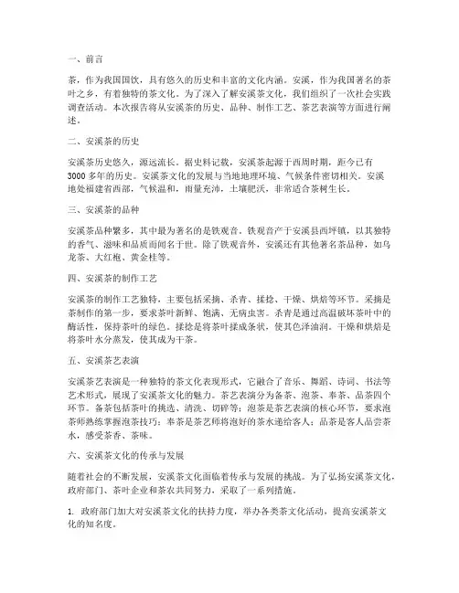 安溪茶文化社会实践报告