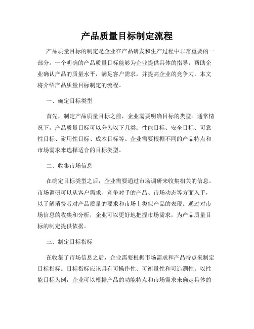 产品质量目标制定流程