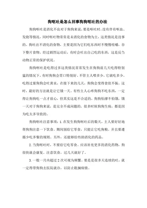 狗呕吐是怎么回事狗狗呕吐的办法