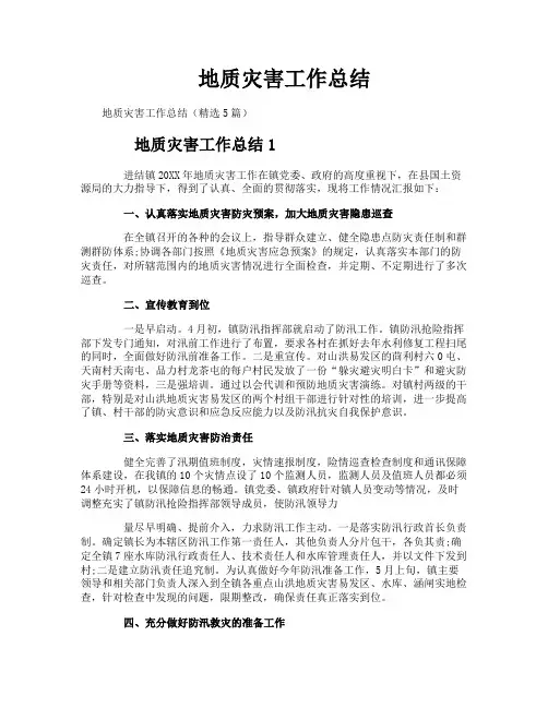 地质灾害工作总结