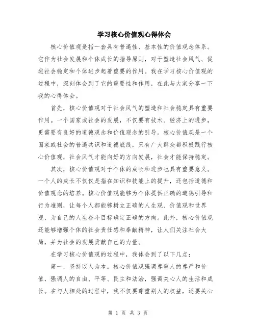 学习核心价值观心得体会