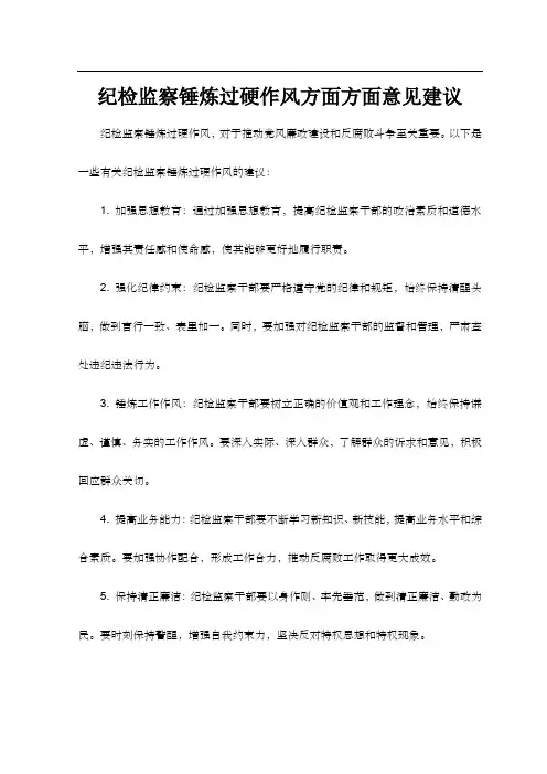 纪检监察锤炼过硬作风方面方面意见建议