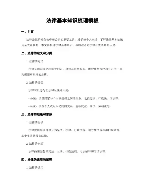 法律基本知识梳理模板