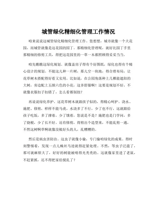 城管绿化精细化管理工作情况