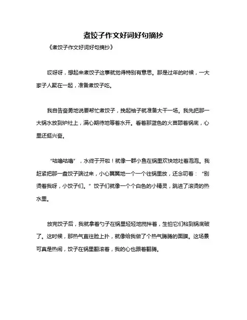 煮饺子作文好词好句摘抄