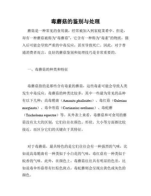 毒蘑菇的鉴别与处理