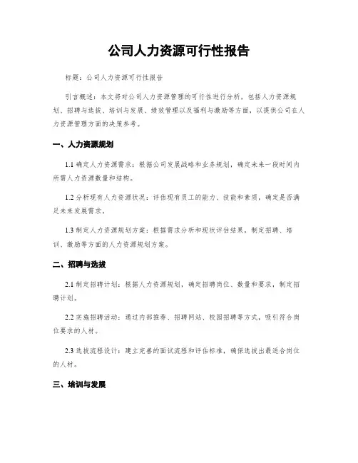 公司人力资源可行性报告