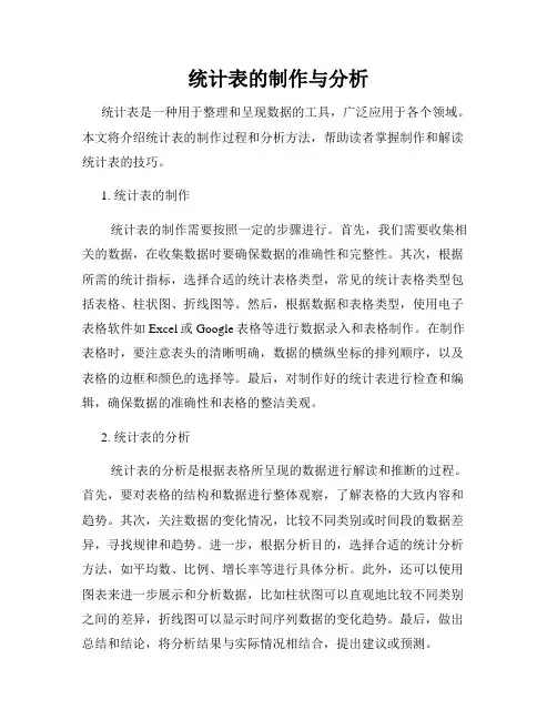 统计表的制作与分析