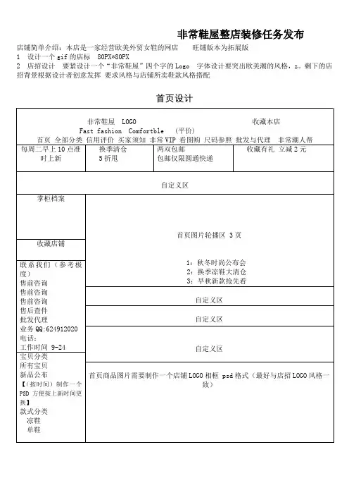 非常鞋屋整店装修任务发布