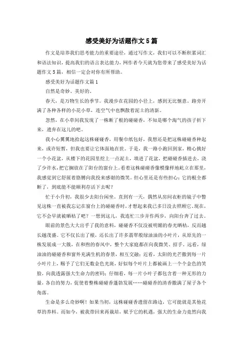 感受美好为话题作文5篇