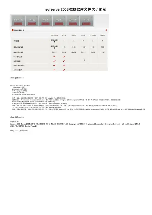 sqlserver2008R2数据库文件大小限制