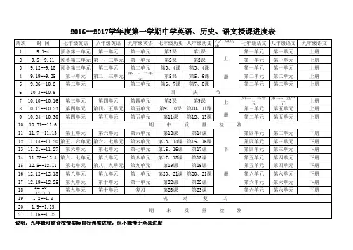 2016-2017学年度第一学期教学进度表(新)