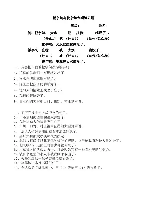 把字句与被字句练习