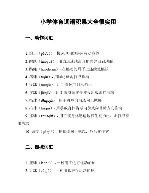 小学体育词语积累大全很实用