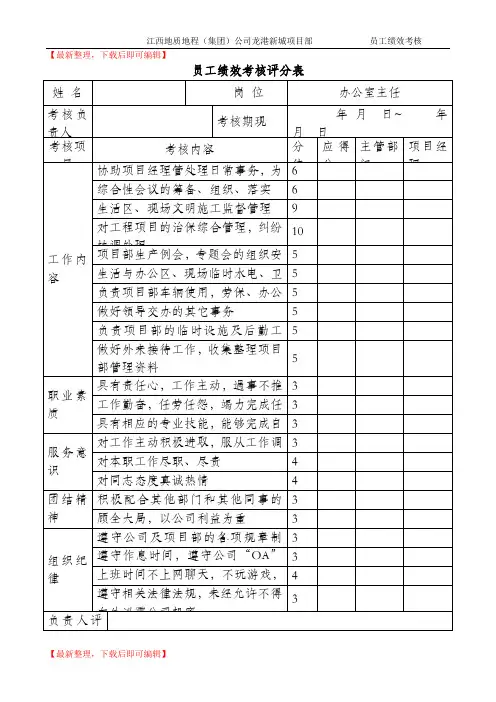 员工绩效考核评分表(完整资料).doc