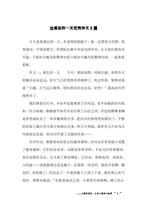 这难忘的一天优秀作文5篇