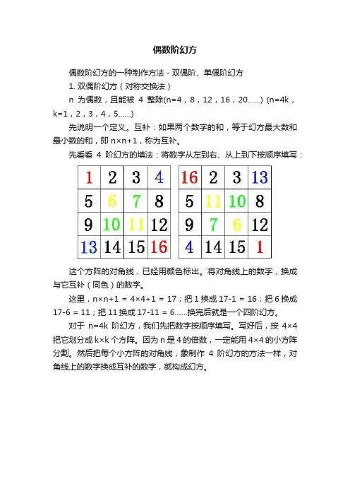 偶数阶幻方