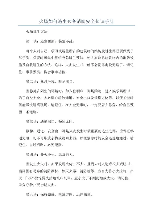 火场如何逃生必备消防安全知识手册