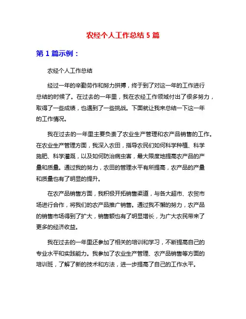 农经个人工作总结5篇