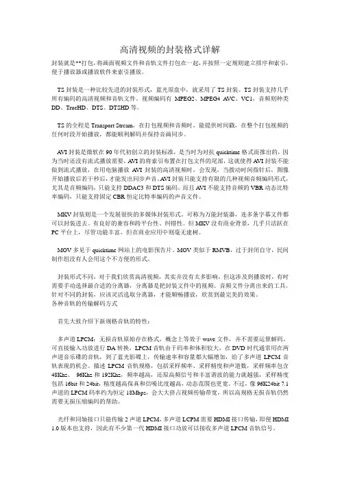 高清视频的封装格式详解