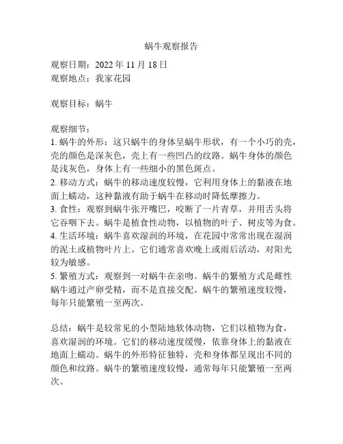 蜗牛观察报告