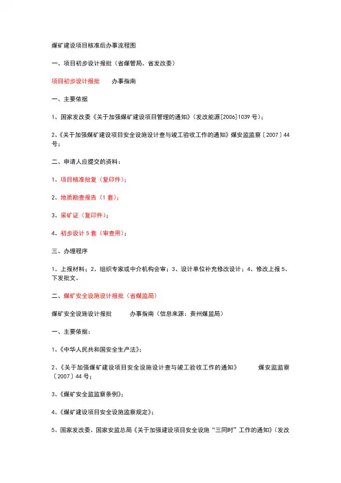 煤矿建设项目核准后办事流程图