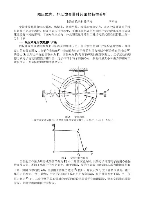 限压式内、外反馈变量叶片泵的特性分析上海市临港科技学校严军锋...