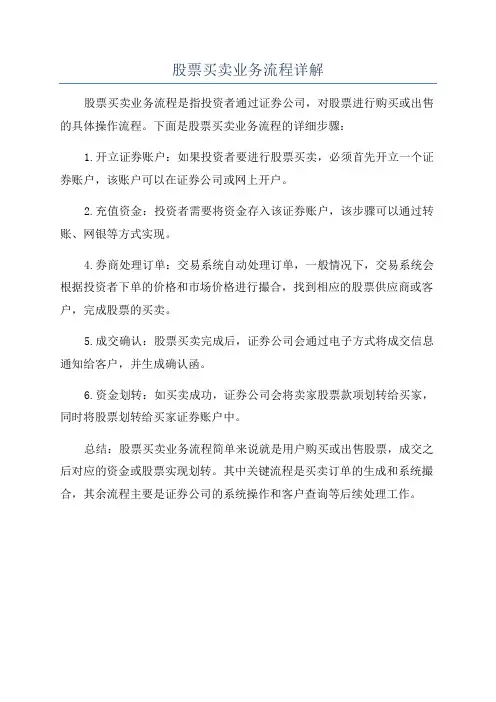 股票买卖业务流程详解